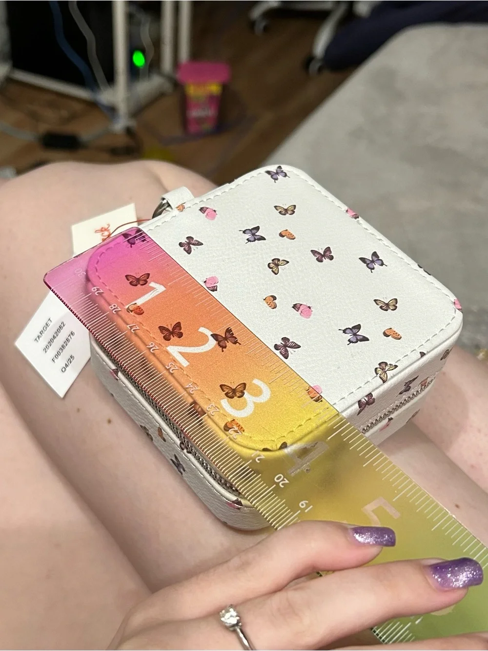 Cat & Jack White Butterfly Mini Travel Jewelry Case Zipper Organizer NWT